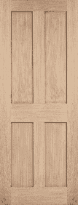London Oak 4 Panel Prefinished FD30 Fire Door Set
