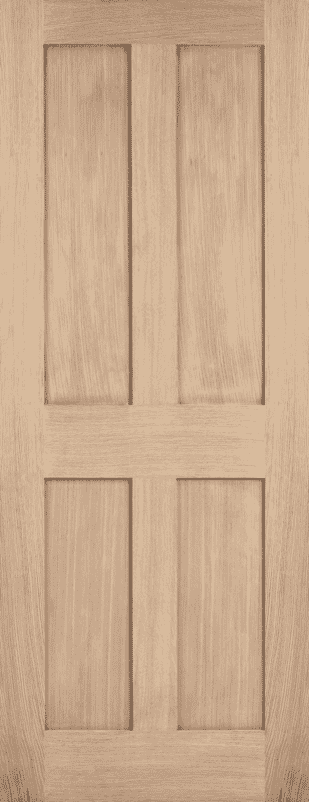 London Oak 4 Panel Prefinished FD30 Fire Door Set