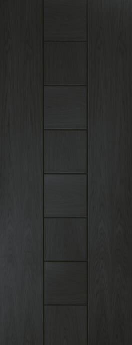 Messina Oak - Black Prefinished PAS24 Flat Front Door Set