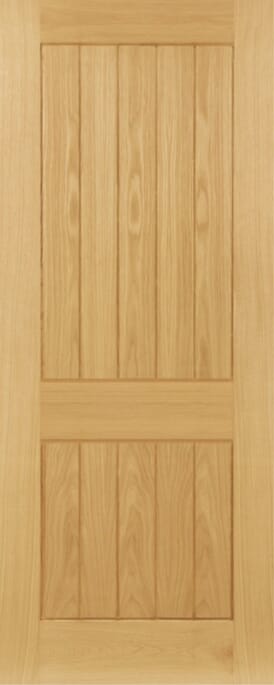 Ely Oak 2 Panel - Prefinished PAS24 Flat Front Door Set