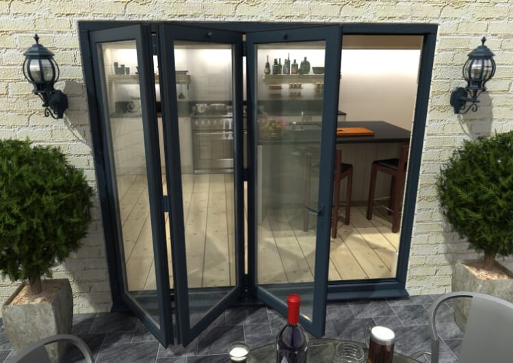 2400mm Grey Aluminium Bifold Doors - CLIMADOOR