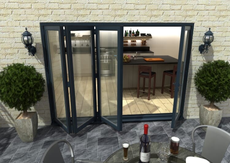 3000mm ( 3 + 1 ) Grey Aluminium Bifold Doors - CLIMADOOR