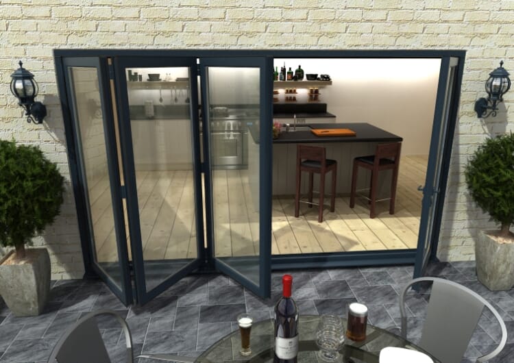 3600mm ( 3 + 1 ) Grey Aluminium Bifold Doors - CLIMADOOR