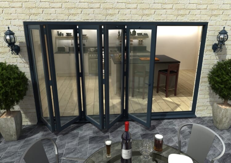 3600mm ( 5 + 0 ) Grey Aluminium Bifold Doors - CLIMADOOR