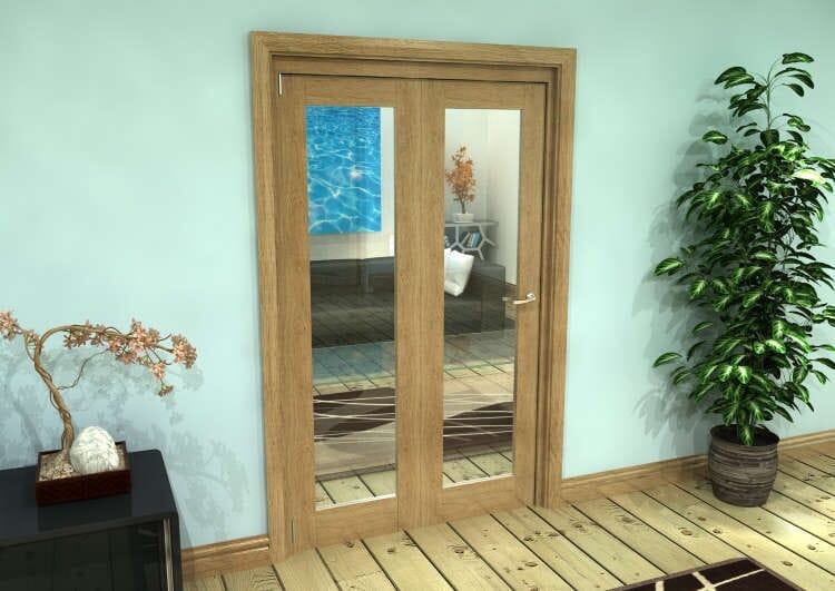 Glazed Oak Prefinished 2 Door Roomfold Grande (2 + 0 x 573mm Doors)
