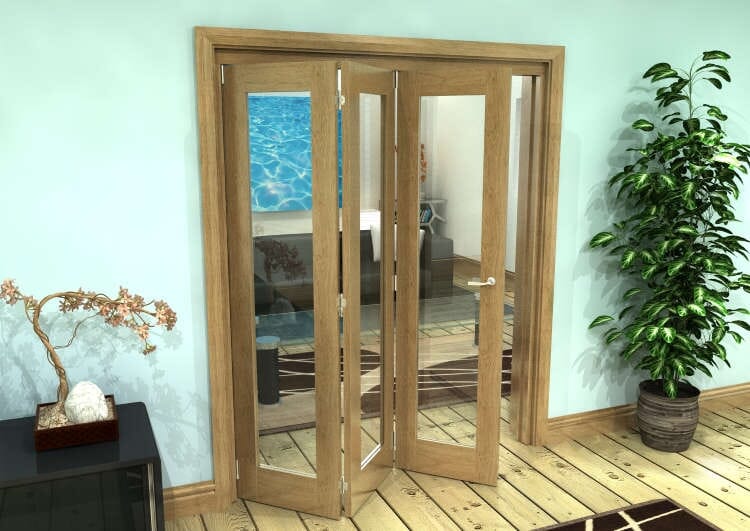 Glazed Oak Prefinished 3 Door Roomfold Grande (3 + 0 x 533mm Doors)
