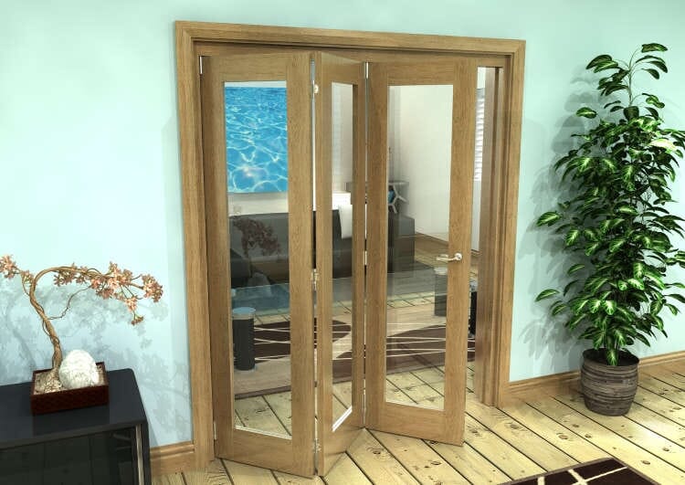 Glazed Oak Prefinished 3 Door Roomfold Grande 1800mm (6ft) Set