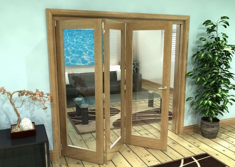Glazed Oak Prefinished 3 Door Roomfold Grande (3 + 0 x 686mm Doors)