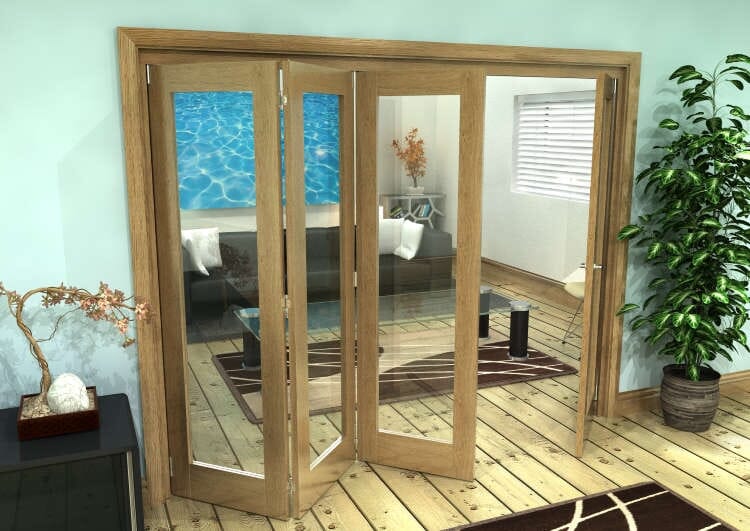 Glazed Oak Prefinished 4 Door Roomfold Grande (3 + 1 x 610mm Doors)