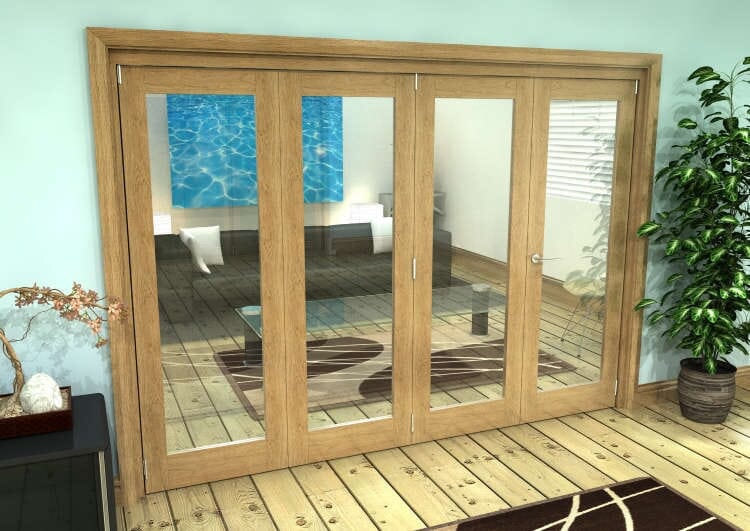 Glazed Oak Prefinished 4 Door Roomfold Grande (3 + 1 x 686mm Doors)