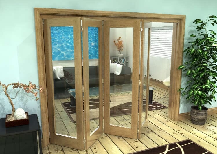 Glazed Oak Prefinished 4 Door Roomfold Grande (4 + 0 x 610mm Doors)