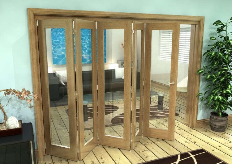 Glazed Oak Prefinished 5 Door Roomfold Grande 3000mm (10ft) 5 + 0 Set