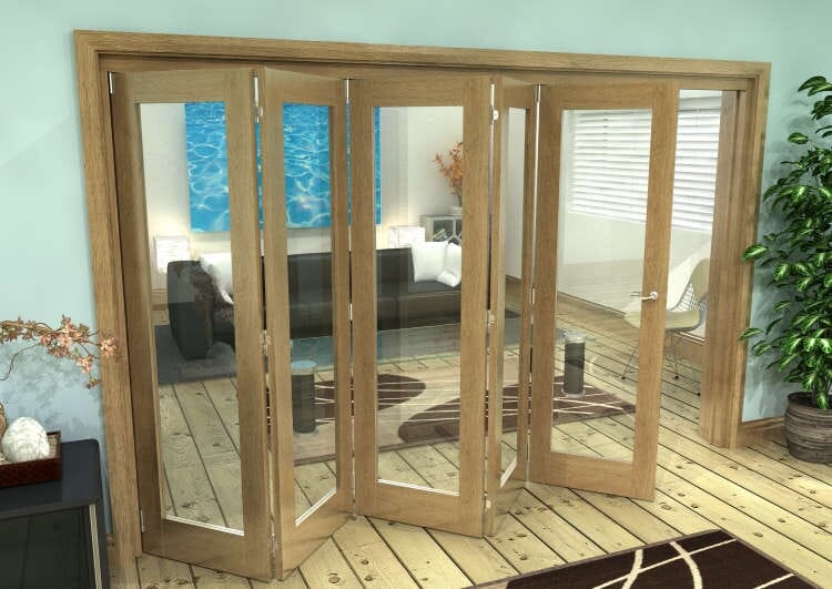 Glazed Oak Prefinished 5 Door Roomfold Grande (5 + 0 x 610mm Doors)