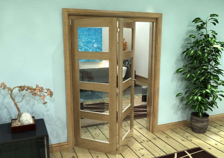 Glazed Oak Prefinished 2 Door 4L Roomfold Grande (2 + 0 x 762mm Doors)