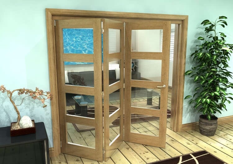 Glazed Oak Prefinished 3 Door 4L Roomfold Grande (3 + 0 x 762mm Doors)