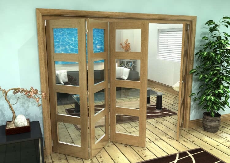 Glazed Oak Prefinished 4 Door 4L Roomfold Grande (3 + 1 x 610mm Doors)