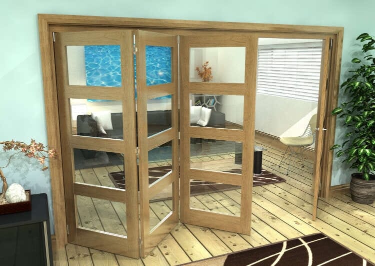Glazed Oak Prefinished 4 Door 4L Roomfold Grande (3 + 1 x 762mm Doors)