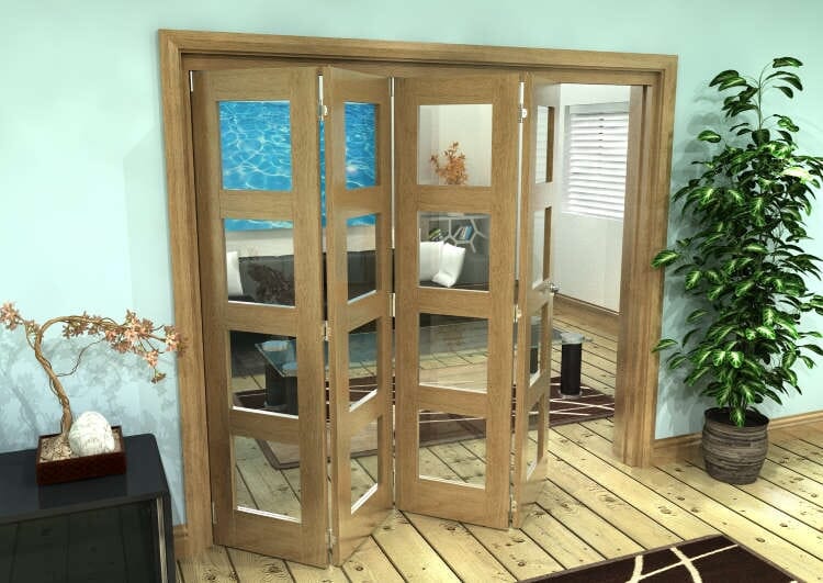 Glazed Oak Prefinished 4 Door 4L Roomfold Grande (4 + 0 x 533mm Doors)