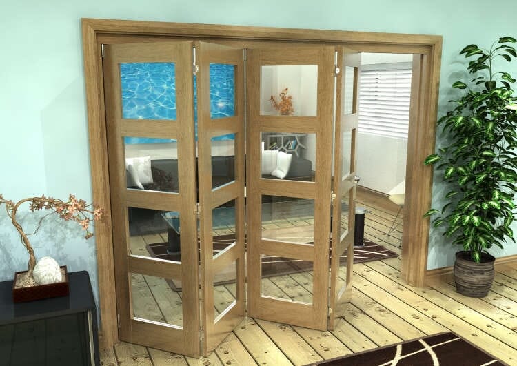 Glazed Oak Prefinished 4 Door 4L Roomfold Grande (4 + 0 x 610mm Doors)