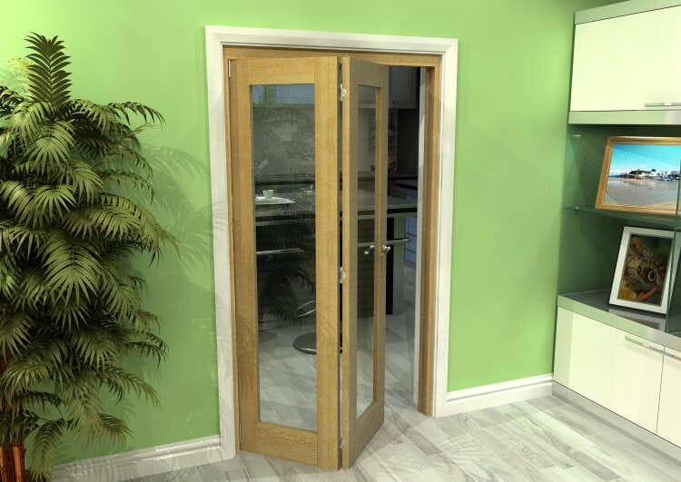 Glazed Oak 2 Door Roomfold Grande (2 + 0 x 533mm Doors)