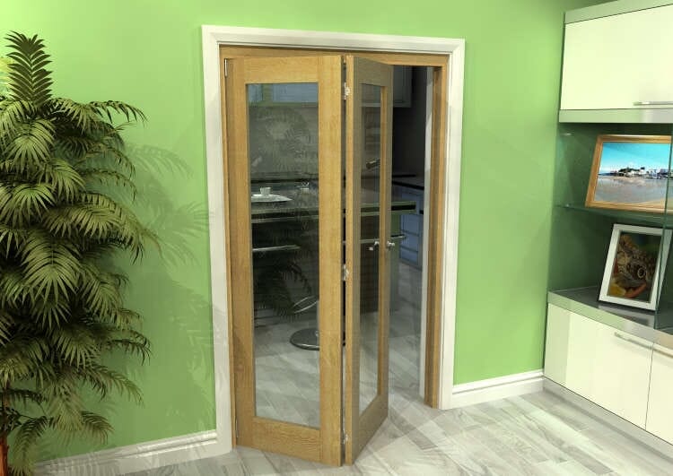 Glazed Oak 2 Door Roomfold Grande (2 + 0 x 573mm Doors)
