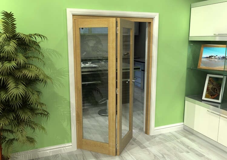 Glazed Oak 2 Door Roomfold Grande (2 + 0 x 686mm Doors)