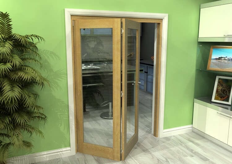 Glazed Oak 2 Door Roomfold Grande (2 + 0 x 762mm Doors)