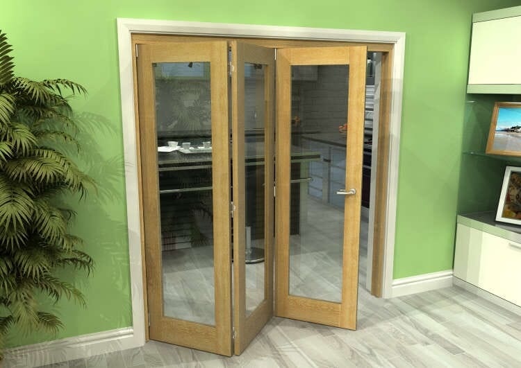 Glazed Oak 3 Door Roomfold Grande (3 + 0 x 610mm Doors)