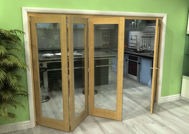 Glazed Oak 4 Door Roomfold Grande (3 + 1 x 686mm Doors)