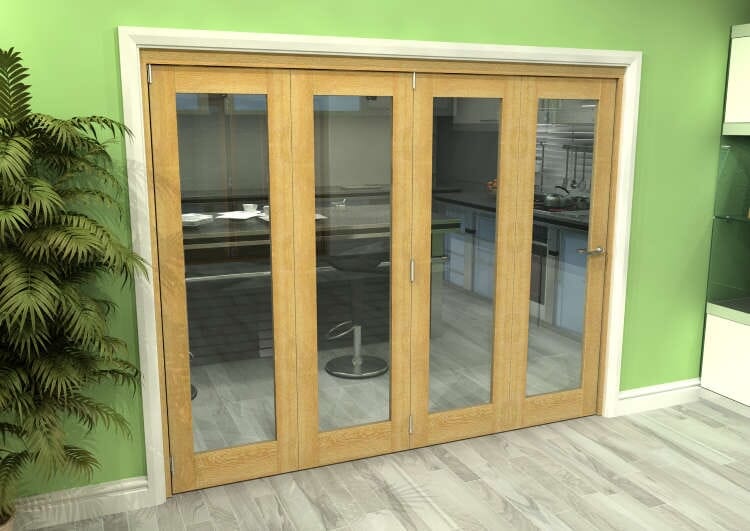 Glazed Oak 4 Door Roomfold Grande (4 + 0 x 610mm Doors)