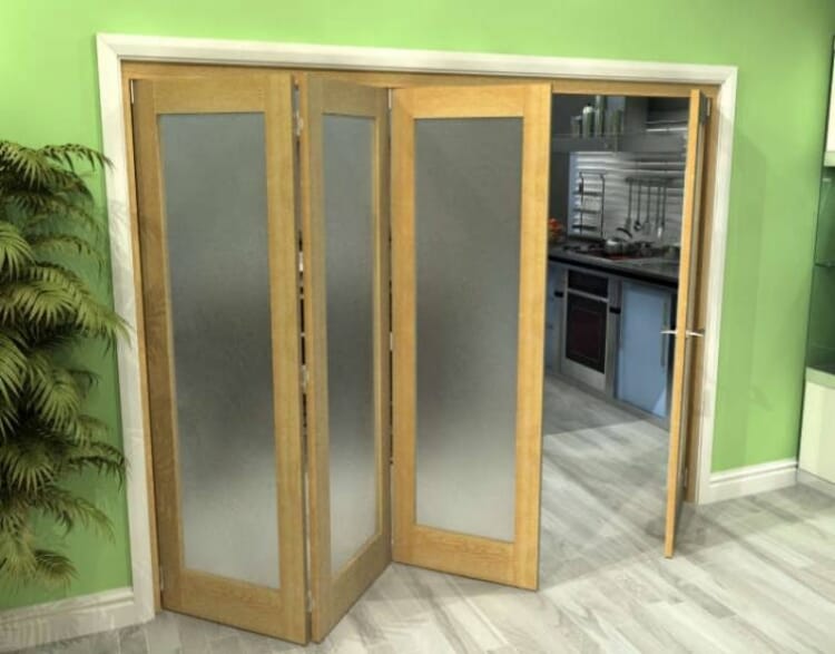 Frosted Glazed Oak 4 Door Roomfold Grande (3 + 1 x 762mm Doors)