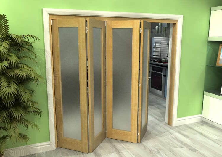 Frosted Glazed Oak 4 Door Roomfold Grande 2400mm (8ft) 4 + 0 Set