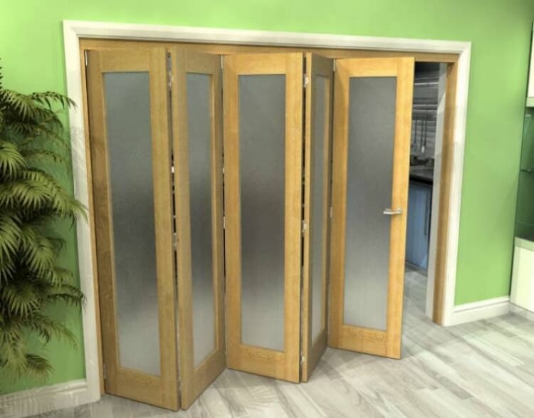 Frosted Glazed Oak 5 Door Roomfold Grande (5 + 0 x 610mm Doors)