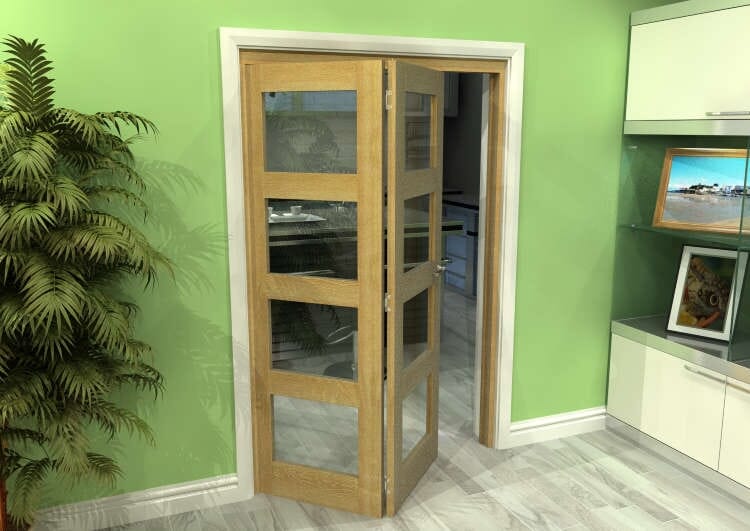 Glazed Oak 2 Door 4L Roomfold Grande (2 + 0 x 686mm Doors)