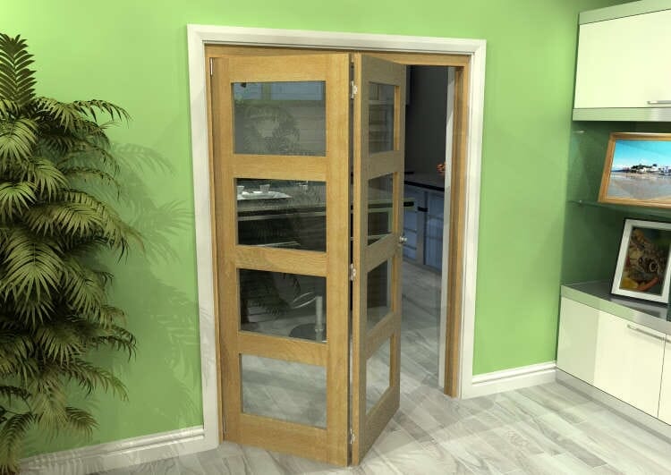 Glazed Oak 2 Door 4L Roomfold Grande (2 + 0 x 762mm Doors)