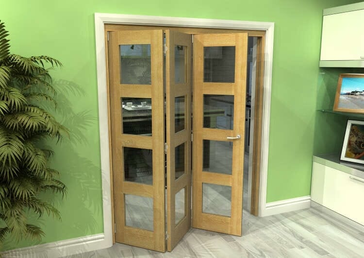 Glazed Oak 3 Door 4L Roomfold Grande (2 + 1 x 533mm Doors)