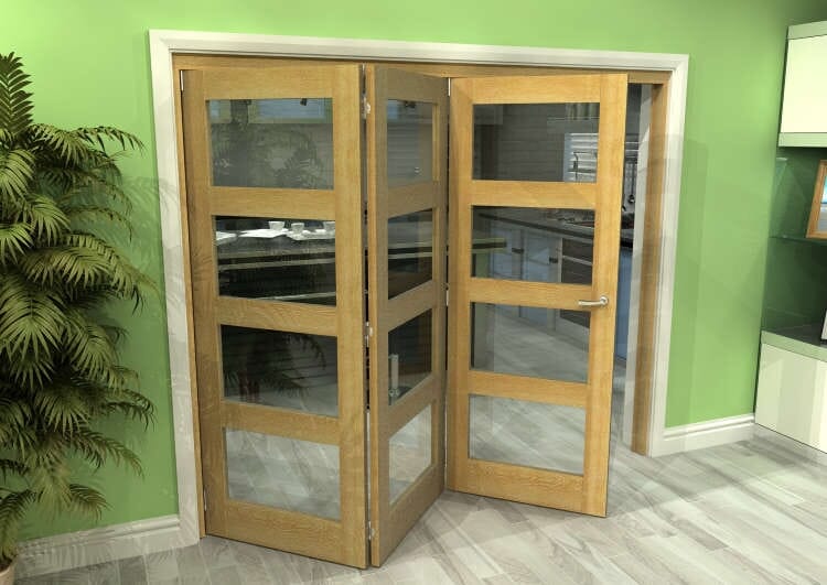 Glazed Oak 3 Door 4L Roomfold Grande (2 + 1 x 762mm Doors)