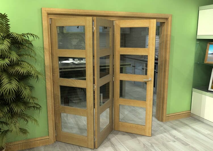 Glazed Oak 3 Door 4L Roomfold Grande (3 + 0 x 686mm Doors)