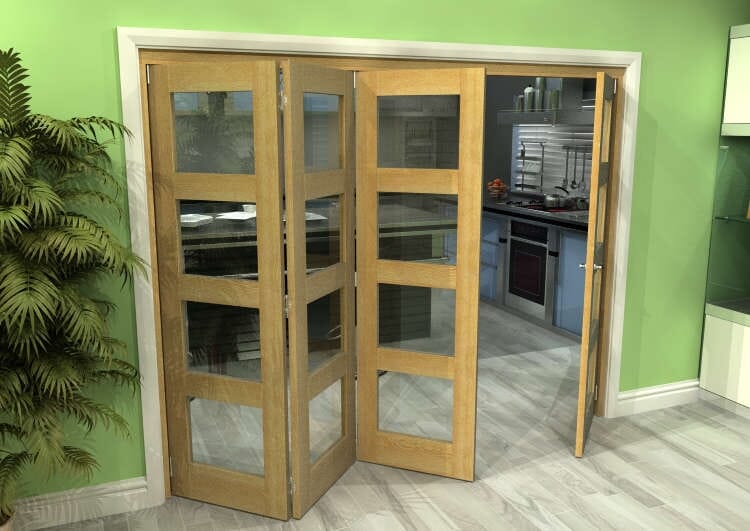 Glazed Oak 4 Door 4L Roomfold Grande (3 + 1 x 610mm Doors)