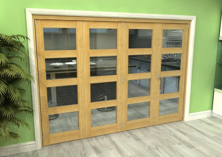 Glazed Oak 4 Door 4L Roomfold Grande (3 + 1 x 686mm Doors)