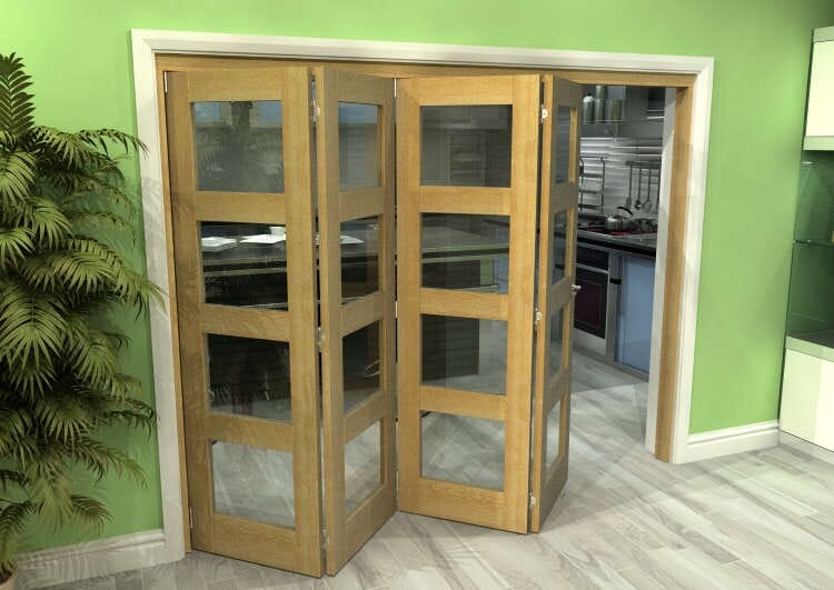 Glazed Oak 4 Door 4L Roomfold Grande (4 + 0 x 610mm Doors)