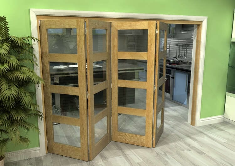 Glazed Oak 4 Door 4L Roomfold Grande (4 + 0 x 762mm Doors)