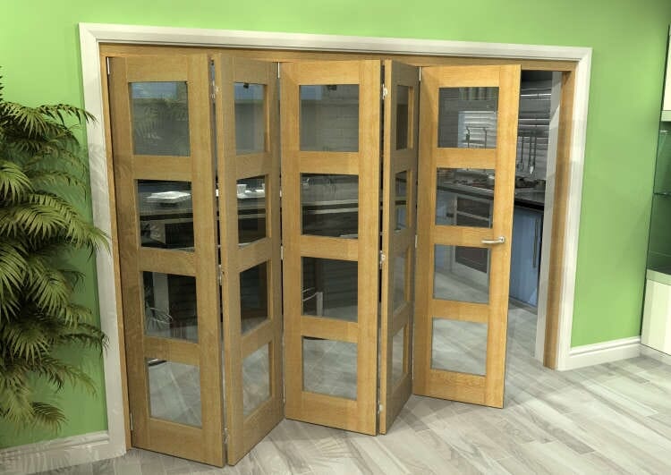 Glazed Oak 5 Door 4L Roomfold Grande (5 + 0 x 533mm Doors)