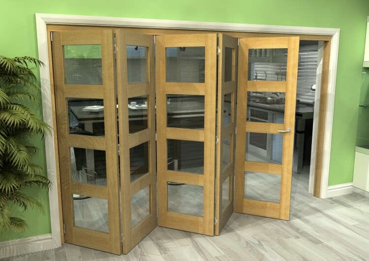 Glazed Oak 5 Door 4L Roomfold Grande (5 + 0 x 686mm Doors)