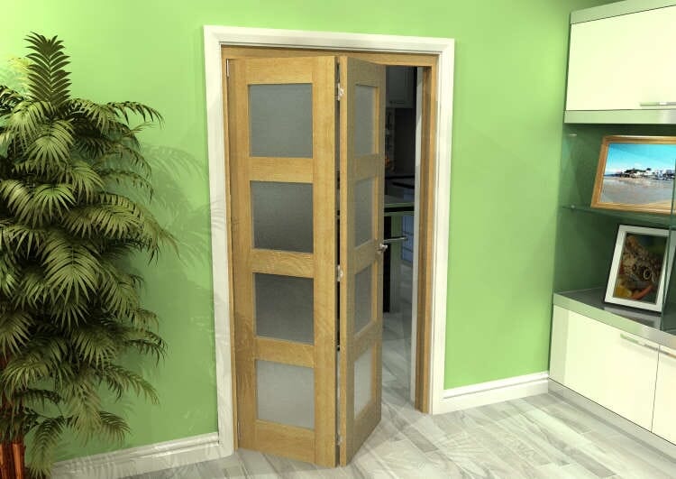 Frosted Glazed Oak 2 Door 4L Roomfold Grande (2 + 0 x 533mm Doors)