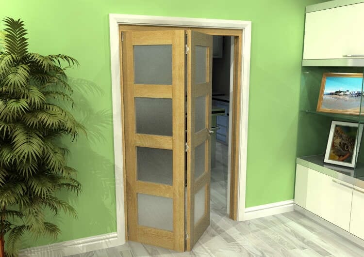 Frosted Glazed Oak 2 Door 4L Roomfold Grande (2 + 0 x 573mm Doors)
