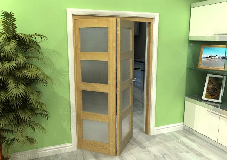 Frosted Glazed Oak 2 Door 4L Roomfold Grande (2 + 0 x 610mm Doors)