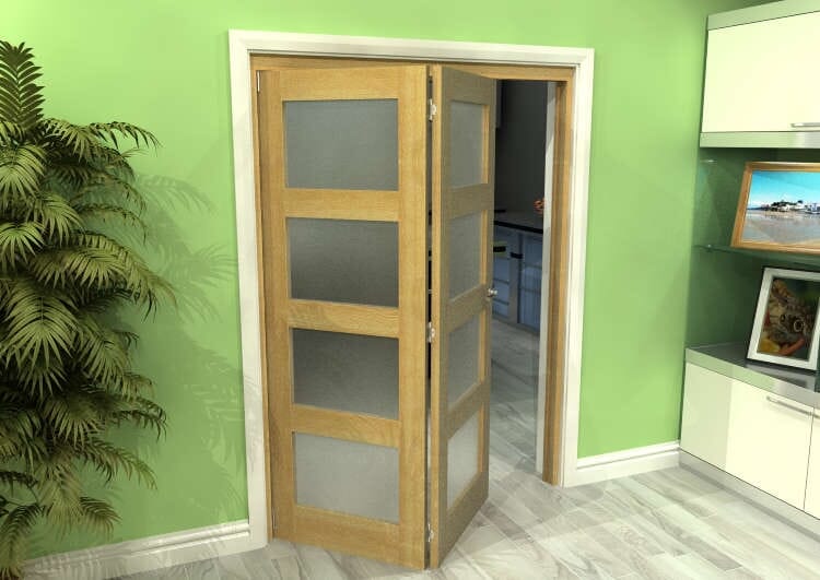 Frosted Glazed Oak 2 Door 4L Roomfold Grande (2 + 0 x 686mm Doors)