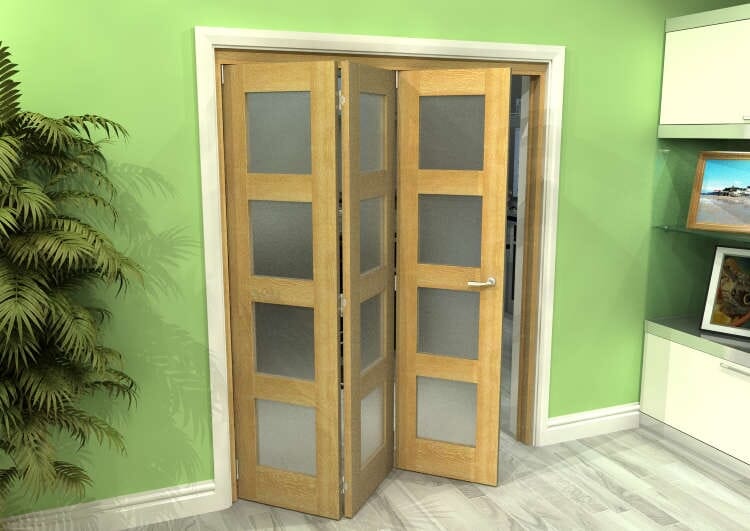 Frosted Glazed Oak 3 Door 4L Roomfold Grande (2 + 1 x 533mm Doors)