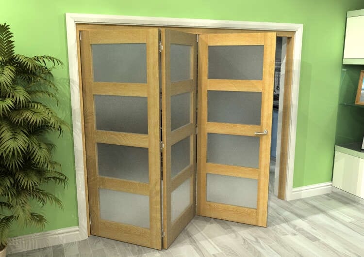 Frosted Glazed Oak 3 Door 4L Roomfold Grande (2 + 1 x 762mm Doors)